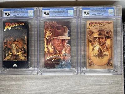Indiana Jones VHS Trilogy CGC 9.6 Set – Raiders A+ Doom A++ Crusade A+ - Image 1 of 4