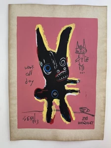 Jean-Michel Basquiat COA Art Painting Original Drawing Vintage Paper Signed - Picture 1 of 3