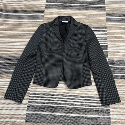 Akris Punto Blazer Womens US 6 Black White Polka Dot Fitted Jacket Hook Closure - Image 1 of 4
