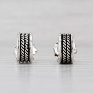 David Yurman Small Hoop Cable Earrings Sterling Silver Studs - Picture 1 of 7