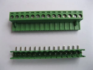 5 pcs 5.08mm Angle 14pin Screw Terminal Block Connector Pluggable Type Green New - Picture 1 of 5