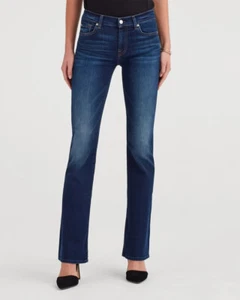 NUEVO CON ETIQUETAS 7 FOR ALL HUMANITY Pantalones de mezclilla elásticos originales Bootcut para mujer talla 29 Moreno - Imagen 1 de 16