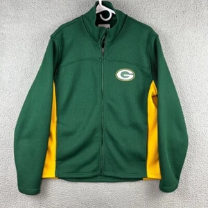 Green Bay Packers Sweater Jacket Mens Large Waffle Knit Fleece Lined Full Zip - Picture 1 of 13