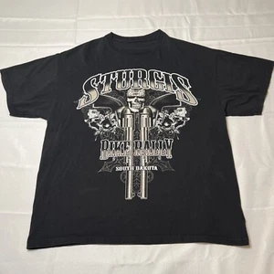 Sturgis South Dakota Bike Rally 2009 Men's Large T-Shirt Black Skull Guns - Picture 1 of 19