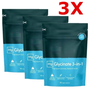 3 * Magnesiumglycinat 3-in-1 Komplex, 1800 mg Magnesium Nahrungsergänzungsmittel hohe Absorption UK - Bild 1 von 11