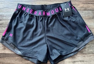 Neu mit Etikett Under Armour Damenshorts L schwarz/pink/grau Play Up 3,0 lose Passform groß - Bild 1 von 2