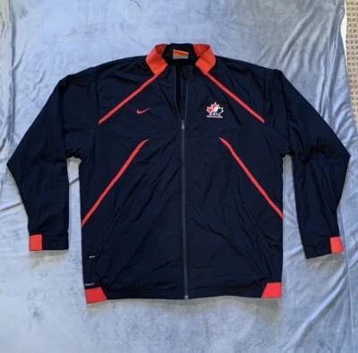 Chaqueta cortavientos Nike Team Canada Olympic Hockey Team negra roja con cremallera talla XL Foto 1 de 4