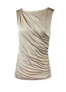 Neu mit Etikett Ann Taylor Mandel gerafft drapiert Damen Bluse Shell Top Gr. XSP, SP, MP - Bild 1 von 7
