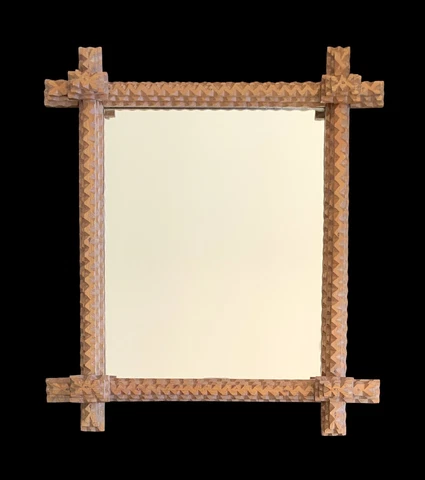 Tramp Art Mirror ~ Antique ~ 15x17 Cover