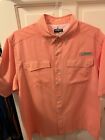Habit Mens Shirt L Peach Orange Short Sleeve River Shirt Fishing Cape Bright