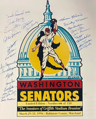 Washington Senators Griffith Stadium Reunion 16x20 Photo 26 sigs/150 Beckett Rev - Image 1 of 3