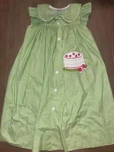 Girls The Bailey Boys Green Plaid Birthday Cake Midi Seersucker Dress sz 6 V-11 - Picture 1 of 1