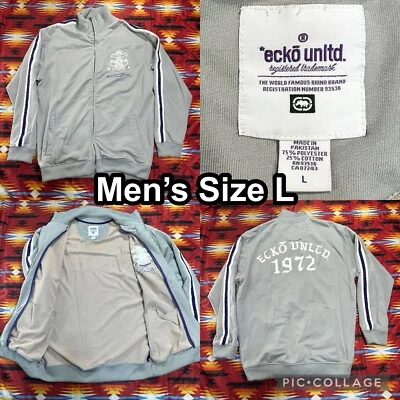 Vintage Y2K Ecko Unltd. Gray Full Zip Up Track Jacket Men’s Size Large Flaws - Image 1 of 4