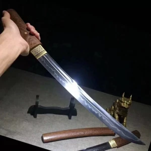 Japanese Samurai Dgger Sword Katana Knife T10Steel Clay Tempered Wakizashi Sharp - Picture 1 of 7