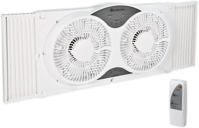 Comfort Zone Twin Window Fan with Remote Control, Removable Cover, Reversible - Image 1 of 4