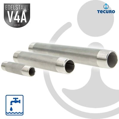 Tecuro pipe double nipple long nipple stainless steel V4A (AISI 316), AG/AG conical - Image 1 of 4