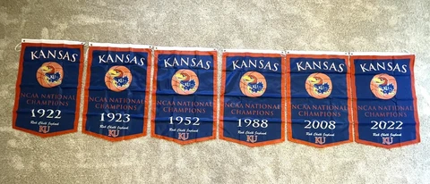 Set of 2'x3' Kansas Jayhawks Basketball NCAA National Champions Banners/Flags Cover