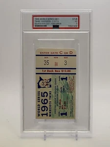 10/6 1965 World Series Sandy Koufax Sits Out Yom Kippur Twins Dodgers Ticket PSA - Picture 1 of 10