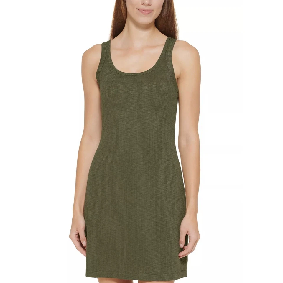 DKNY Swim Cover Up Ribbed T Shirt Dress Moss Green Size Medium