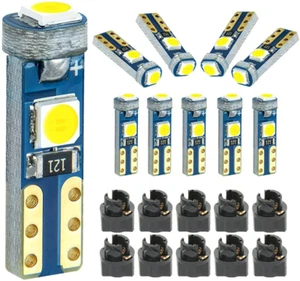 10-Pack White T5 LED Bulbs for Dashboard & Instrument Panel - Twist Lock Socket - Picture 1 of 12