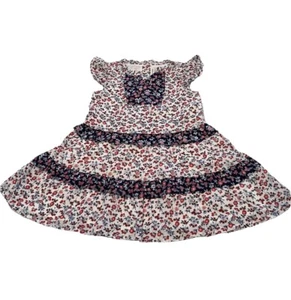 NEW Janie & Jack Red White & Blue Ditsy Floral Ruffle Dress Size 4, 4th Of July - Picture 1 of 6