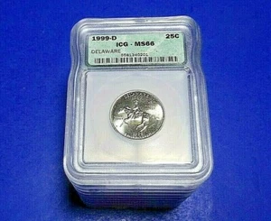 1999-P/D STATEHOOD QUARTERS (25c) 1st YEAR MS64-66 10 COIN SET SEE ALL PHOTOS 2 - Picture 1 of 6