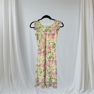 Talbots Chiffon Midi Dress Girls Size 12 Floral Y2K 90s Chiffon Spring Bloomcore - Picture 1 of 11