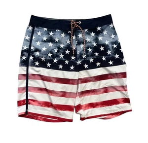 Hurley Shorts Mens Size 30 Red White Striped Board Shorts American Flag 4th July - Picture 1 of 10