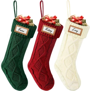 Christmas Stocking - 18 Inch Cable Knit Christmas Stockings, Cozy Hanging Xmas S - Picture 1 of 12