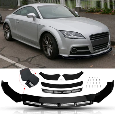 For Audi TT TTS Quattro Gloss Black Front Bumper Lip Splitter Spoiler Diffuser  - Image 1 of 4