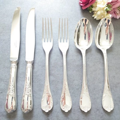 Christofle Marly Silverplate Flatware Table Knife Fork Spoon 6pcs Excellent - Image 1 of 4