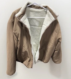Japan Tokyo Disney Resort Mickey Reversible Blouson Jacket Coat White Brown S - Picture 1 of 3