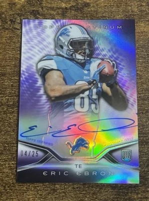 2014 Topps Platinum Rookie Purple Refractor Auto #16 Eric Ebron /25 RC Lions SSP - Image 1 of 2