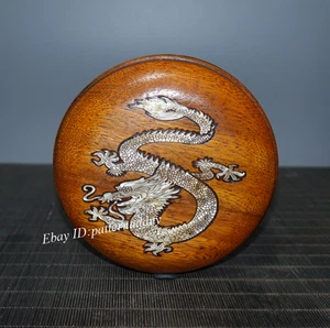 Old Collection Ornaments Inlaid with Auspicious Dragon Colored Shell Jewelry Box - Picture 1 of 7
