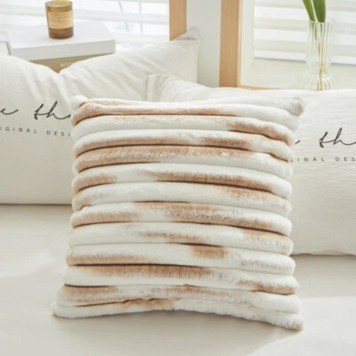 Funda de almohada de piel de conejo sintética tie-dye funda de almohada a rayas decoración moderna Foto 1 de 4