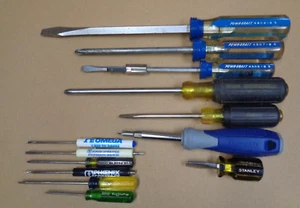 Screwdriver Lot/13 KOBALT Stanley Jobmaster POWR-KRAFT 4908-6 4907 4904 Xcelite - Picture 1 of 14