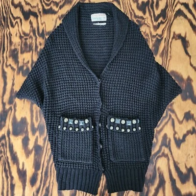 Cárdigan suéter mezcla de lana para mujer mediano negro tela de ganchillo botones grandes Foto 1 de 4