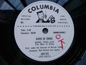 Burl Ives 78rpm Single 10-inch Columbia Records #38745 River Of Smoke  - Picture 1 of 4