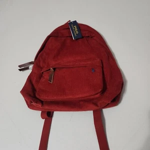 Polo Ralph Lauren Corduroy Backpack Red Blue Pony Leather Tassels NWT - Picture 1 of 11