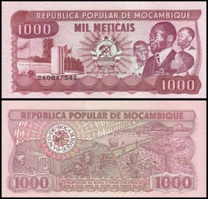 MOZAMBIQUE 1000 METICAIS 1989 UNC CA,PRESIDENT SAMORA MACHEL WITH 3 YOUNG BOYS A - Picture 1 of 1
