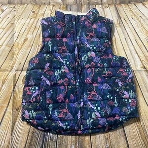 Gymboree Girls Puffer Vest XS 4 Fleece Lined Mushrooms Deer Teal Pink Purple - Picture 1 of 5