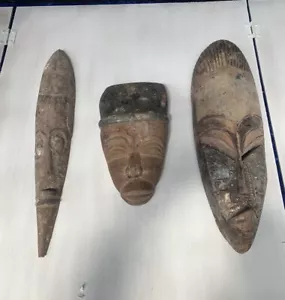 3 máscaras tribales antiguas/antiguas - Imagen 1 de 6
