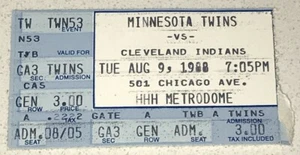 Indians Twins MLB Used Ticket Stub Kirby Puckett Hit Upshaw Gaetti HR 1988 - Picture 1 of 2