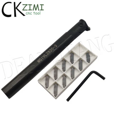 1× MGIVL2520-3 3mm CNC Internal Grooving Cut-Off Tool Holder + 10Pcs 3mm inserts - Image 1 of 4