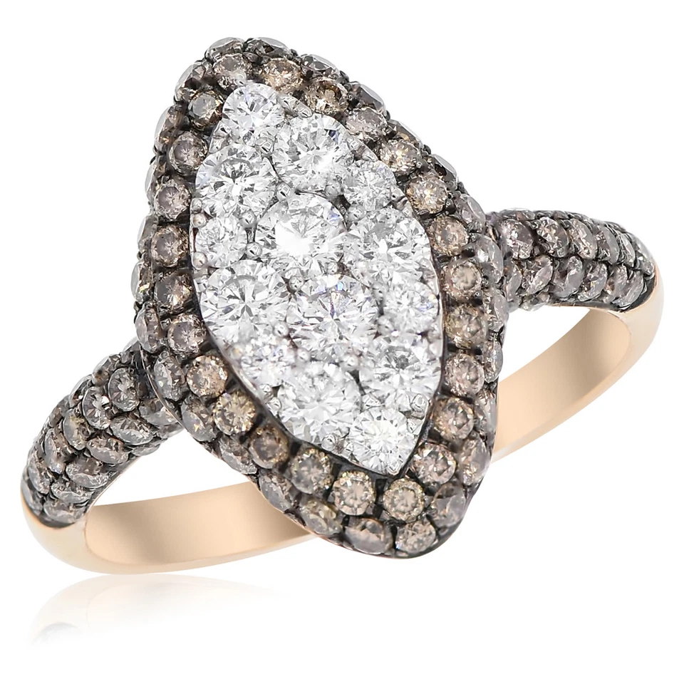 ANILLO CÓCTEL MAL DE OJO MANO DERECHA CHAMPÁN MARRÓN DIAMANTE PAVÉ ORO ROSA 14K Foto 1 de 1