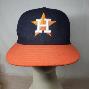 New Era 59Fifty Houston Astros On Field Fitted Road Hat Navy Blue Orange 6 7/8 - Picture 1 of 7