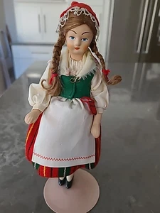 Vintage Porcelain Peasant Doll 9" in Traditional Costume Original Fabrics - Picture 1 of 13