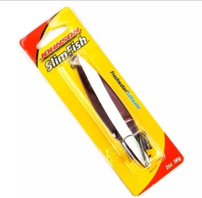 JOHNSON Slim Fish Casting Spoon 4.5" 2oz 56g - RED WHITE - Image 1 of 3