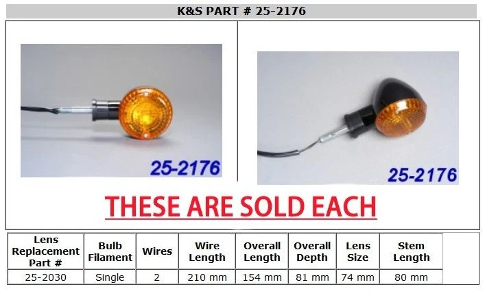 Kawasaki Vulcan DRIFTER VN 800 & 1500 - BLACK REAR TURN SIGNAL / BLINKER LIGHT - Image 1 of 1