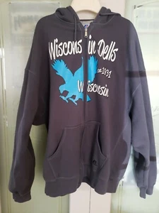 Mens Russell Wisconsin Dell,s Gray Full Zip Hooded Sweatshirt Hoodie SZ XXL 4395 - Picture 1 of 9